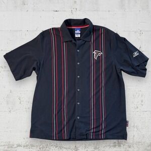 NFL Reebok Atlanta Falcons Button Up Bowling Shirt Y2K Loop Collar Sz L